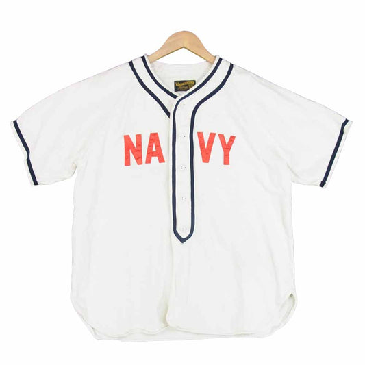 The REAL McCOY'S ザリアルマッコイズ MILITARY BASEBALL UNIFORM NAVY ベースボールシャツ オフホワイト系 L【中古】