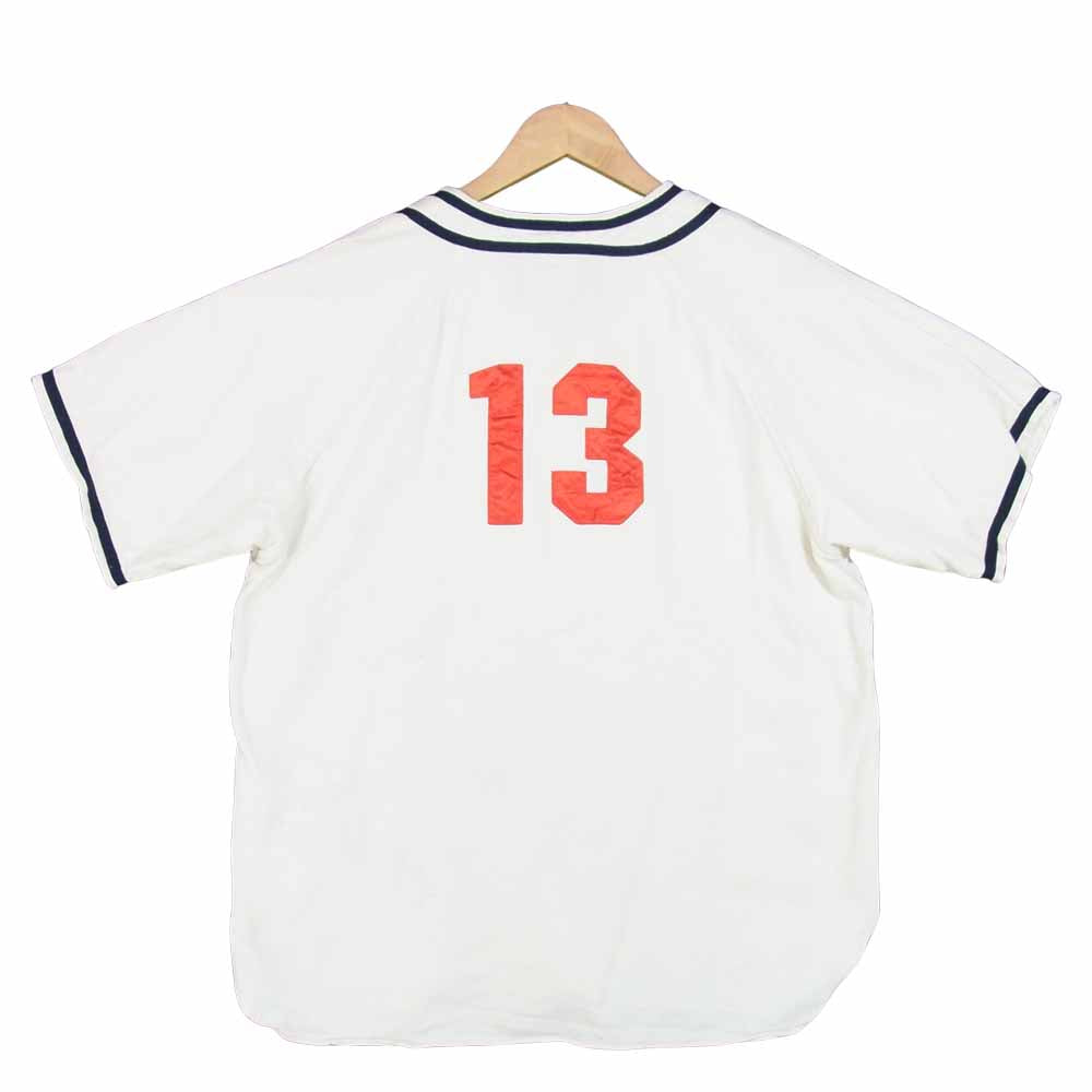 The REAL McCOY'S ザリアルマッコイズ MILITARY BASEBALL UNIFORM NAVY ベースボールシャツ オフホワイト系 L【中古】