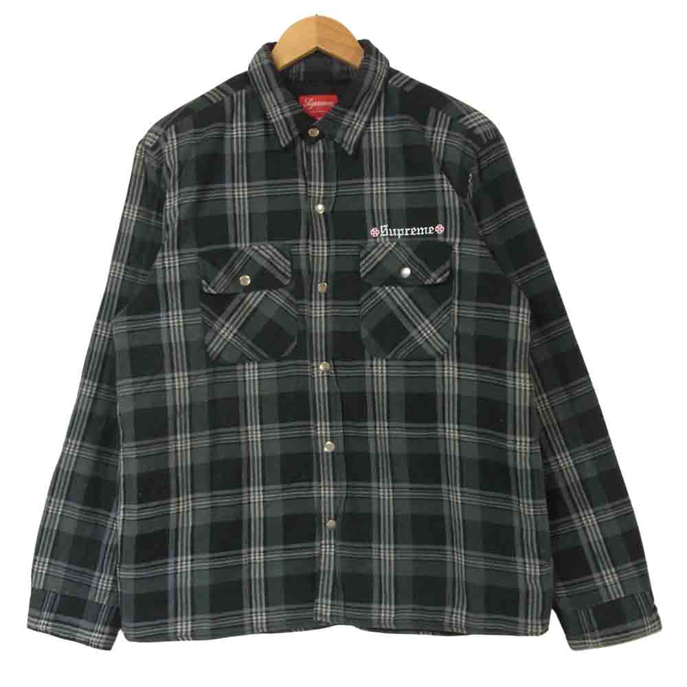 Supreme シュプリーム インデペンデント independent 17AW Quilted Flannel Shirt キルティング フランネル シャツ ジャケット グレイッシュグレー系 M【中古】