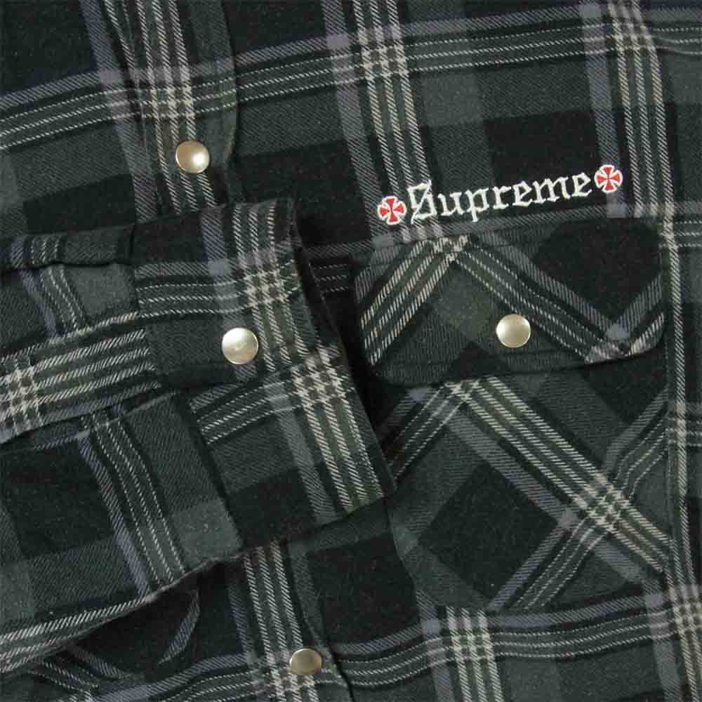 Supreme シュプリーム インデペンデント independent 17AW Quilted Flannel Shirt キルティング フランネル シャツ ジャケット グレイッシュグレー系 M【中古】