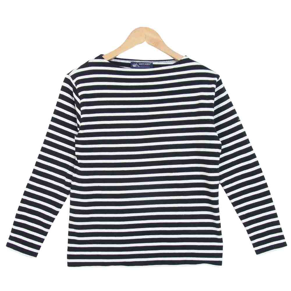 SAINT JAMES セントジェームス OUESSANT BORDER ウェッソン ボーダー バスクシャツ レディース ブラック系 32【中古】