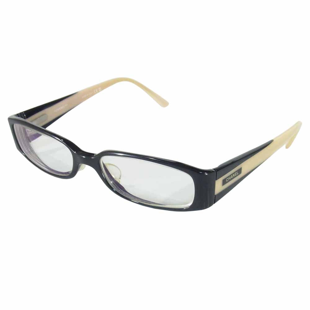 CHANEL シャネル 3122 度入り フレーム アイウェア 眼鏡 イタリア製 黒×ベージュ系 5□16 135【中古】