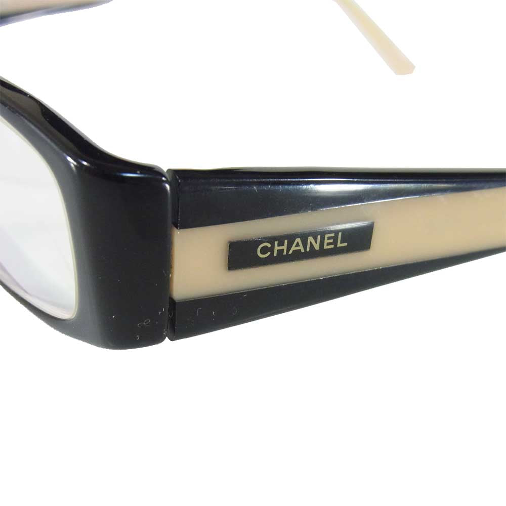 CHANEL シャネル 3122 度入り フレーム アイウェア 眼鏡 イタリア製 黒×ベージュ系 5□16 135【中古】