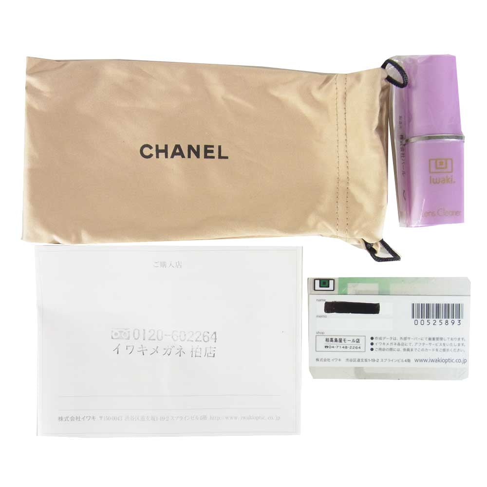 CHANEL シャネル 3122 度入り フレーム アイウェア 眼鏡 イタリア製 黒×ベージュ系 5□16 135【中古】
