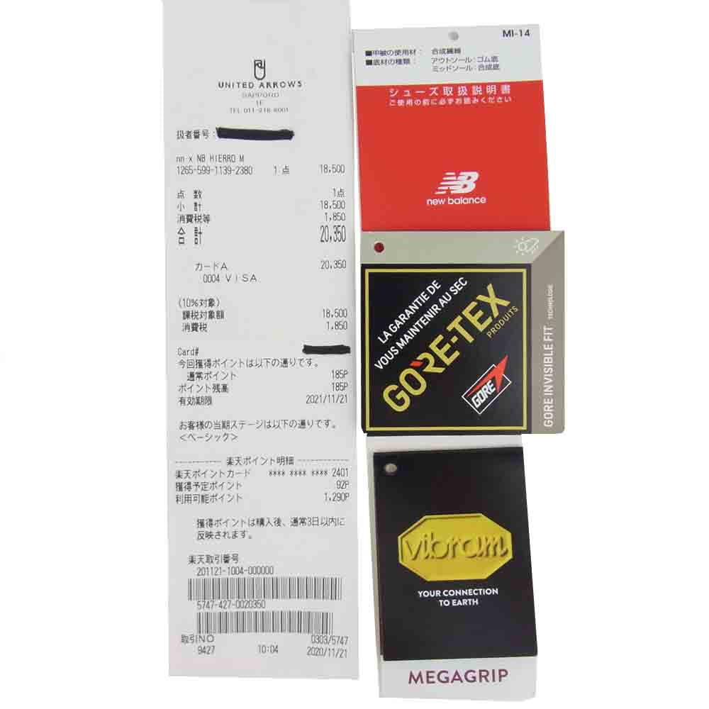 NEW BALANCE ニューバランス NN-F3854 × nonnative ノンネイティブ FRESH FOAM HIERRO フレッシュ フォーム グレー系 28【美品】【中古】