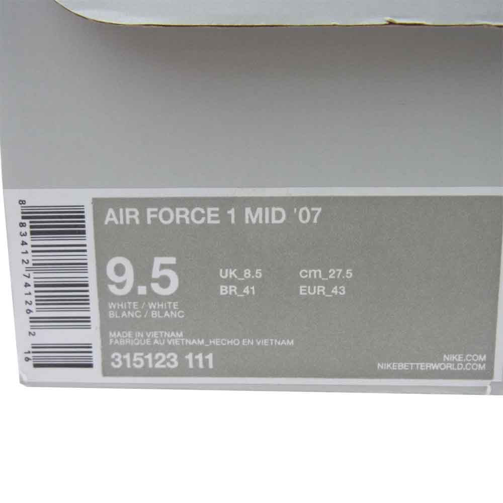 NIKE ナイキ 315123-111 AIR FORCE 1 MID 07 エアフォース ワン ミッド スニーカー ホワイト系 ブラック系 27.5cm【中古】