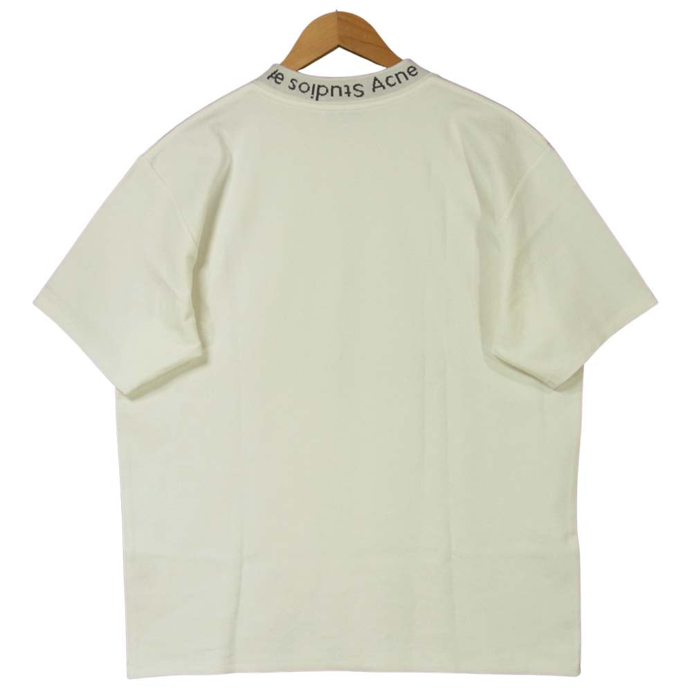 ACNE STUDIOS アクネストゥディオズ NAVID モックネック ロゴ 半袖 Tシャツ レーヨン ホワイト系 L【美品】【中古】