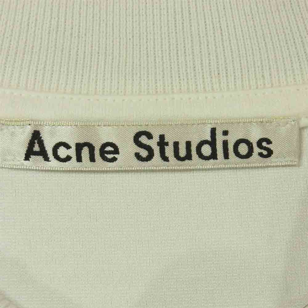 ACNE STUDIOS アクネストゥディオズ NAVID モックネック ロゴ 半袖 Tシャツ レーヨン ホワイト系 L【美品】【中古】