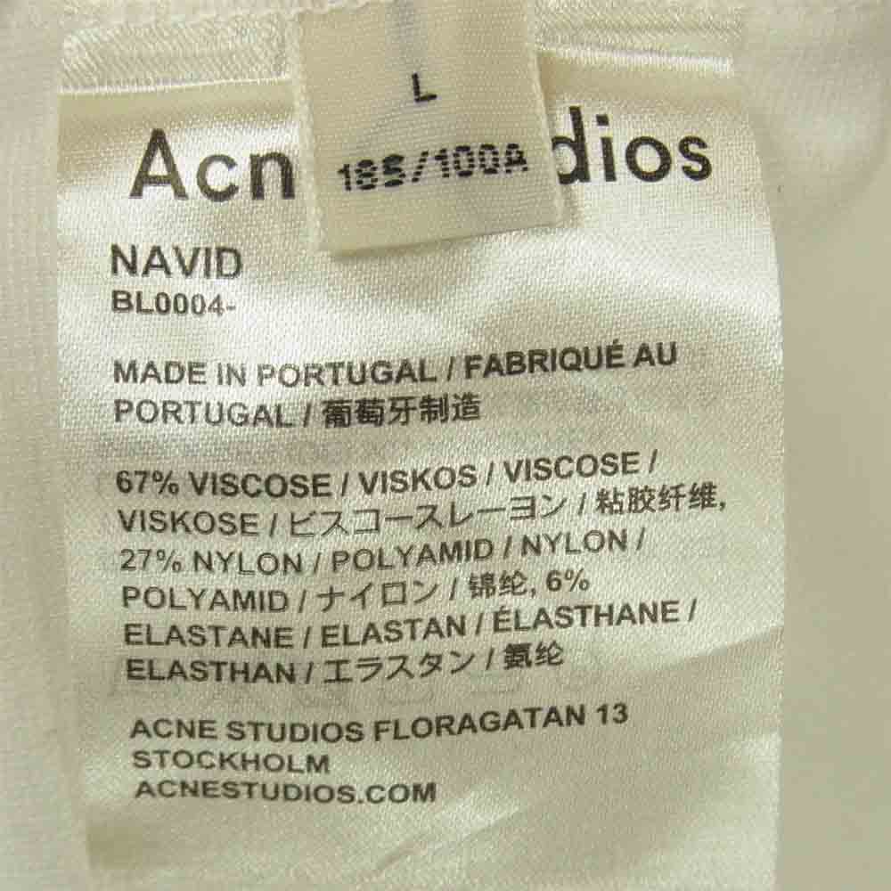 ACNE STUDIOS アクネストゥディオズ NAVID モックネック ロゴ 半袖 Tシャツ レーヨン ホワイト系 L【美品】【中古】
