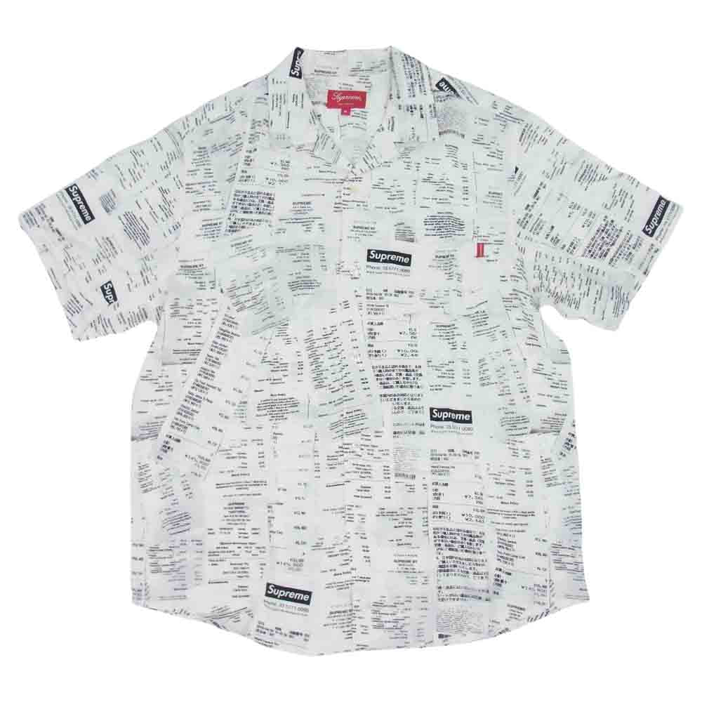 Supreme シュプリーム 20AW Receipts Rayon S/S Shirts レシート プリント レーヨン シャツ ホワイト系 M【美品】【中古】