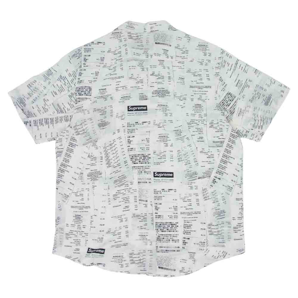 Supreme シュプリーム 20AW Receipts Rayon S/S Shirts レシート プリント レーヨン シャツ ホワイト系 M【美品】【中古】