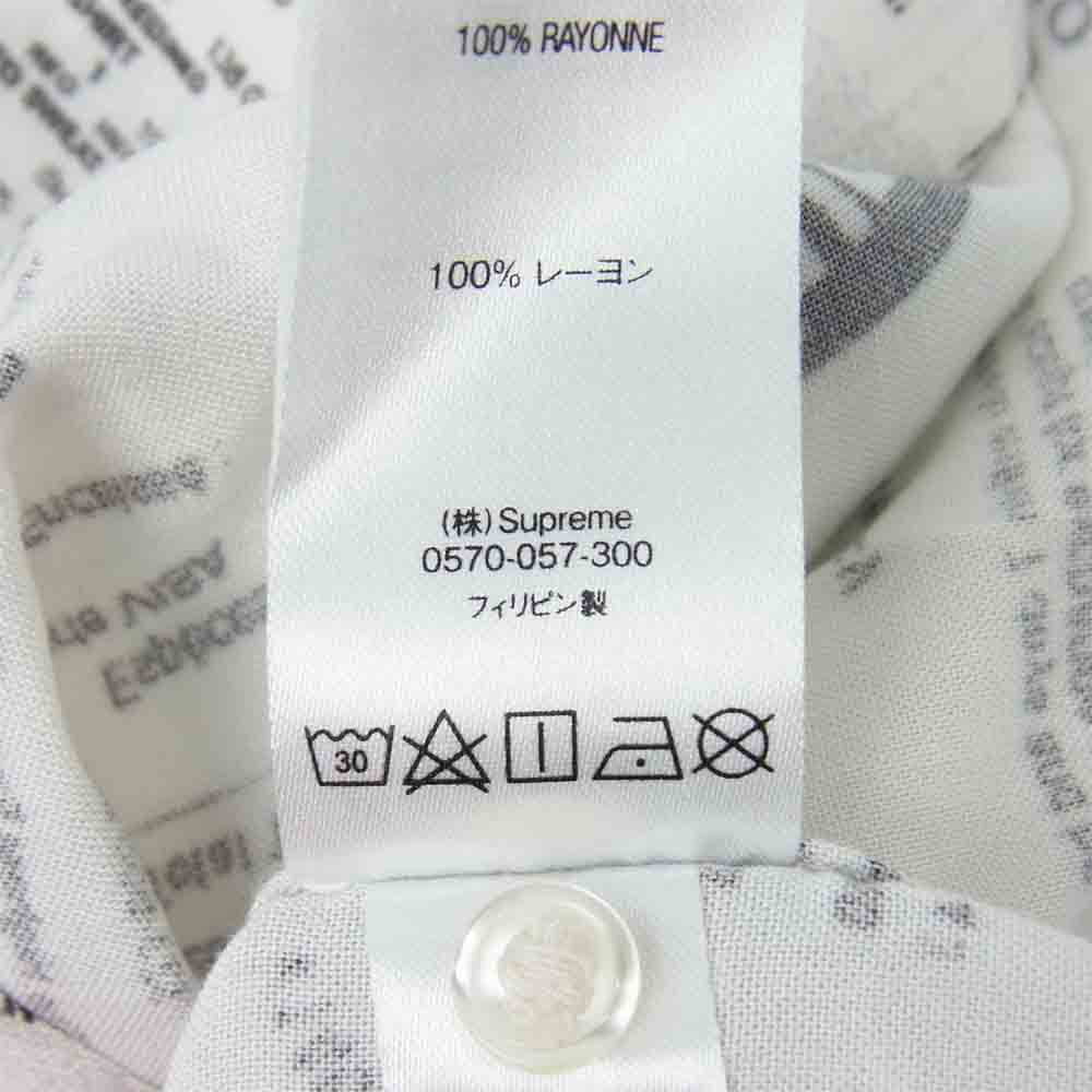 Supreme シュプリーム 20AW Receipts Rayon S/S Shirts レシート プリント レーヨン シャツ ホワイト系 M【美品】【中古】