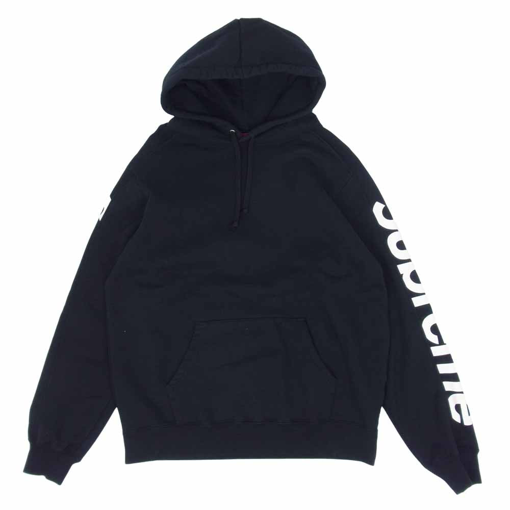 Supreme シュプリーム 18SS Sideline Hooded Sweatshirt 袖ロゴ パーカー プルオーバー ブラック系 M【美品】【中古】