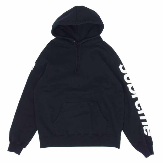 Supreme シュプリーム 18SS Sideline Hooded Sweatshirt 袖ロゴ パーカー プルオーバー ブラック系 M【美品】【中古】