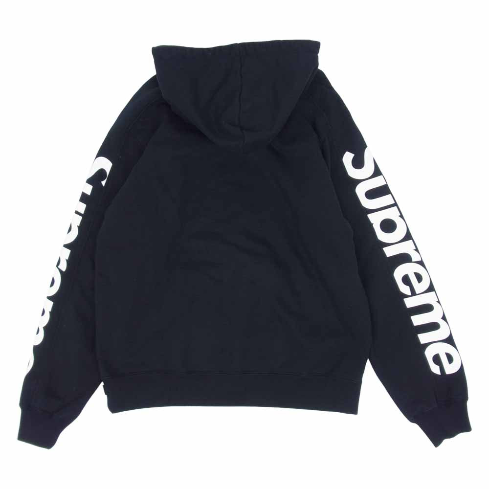 Supreme シュプリーム 18SS Sideline Hooded Sweatshirt 袖ロゴ パーカー プルオーバー ブラック系 M【美品】【中古】