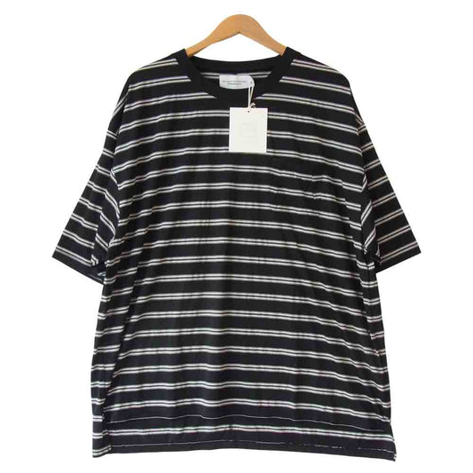 ピーイーオーティーダブリューエージー C-003-176 PKT 5SLEEVE BOX T BORDER オーバーサイズ ポケット ボーダー Tシャツ ブラック系 2【新古品】【未使用】【中古】