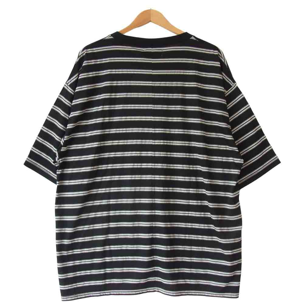 ピーイーオーティーダブリューエージー C-003-176 PKT 5SLEEVE BOX T BORDER オーバーサイズ ポケット ボーダー Tシャツ ブラック系 2【新古品】【未使用】【中古】