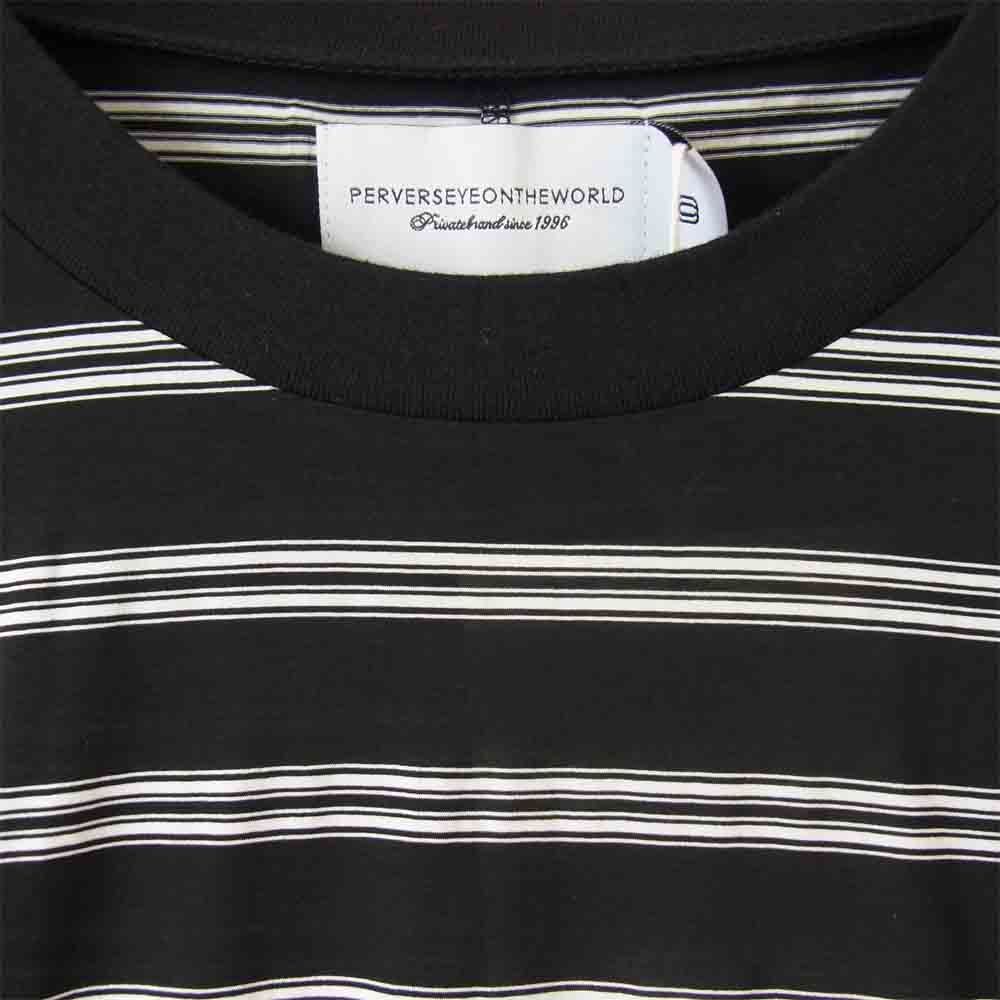 ピーイーオーティーダブリューエージー C-003-176 PKT 5SLEEVE BOX T BORDER オーバーサイズ ポケット ボーダー Tシャツ ブラック系 2【新古品】【未使用】【中古】