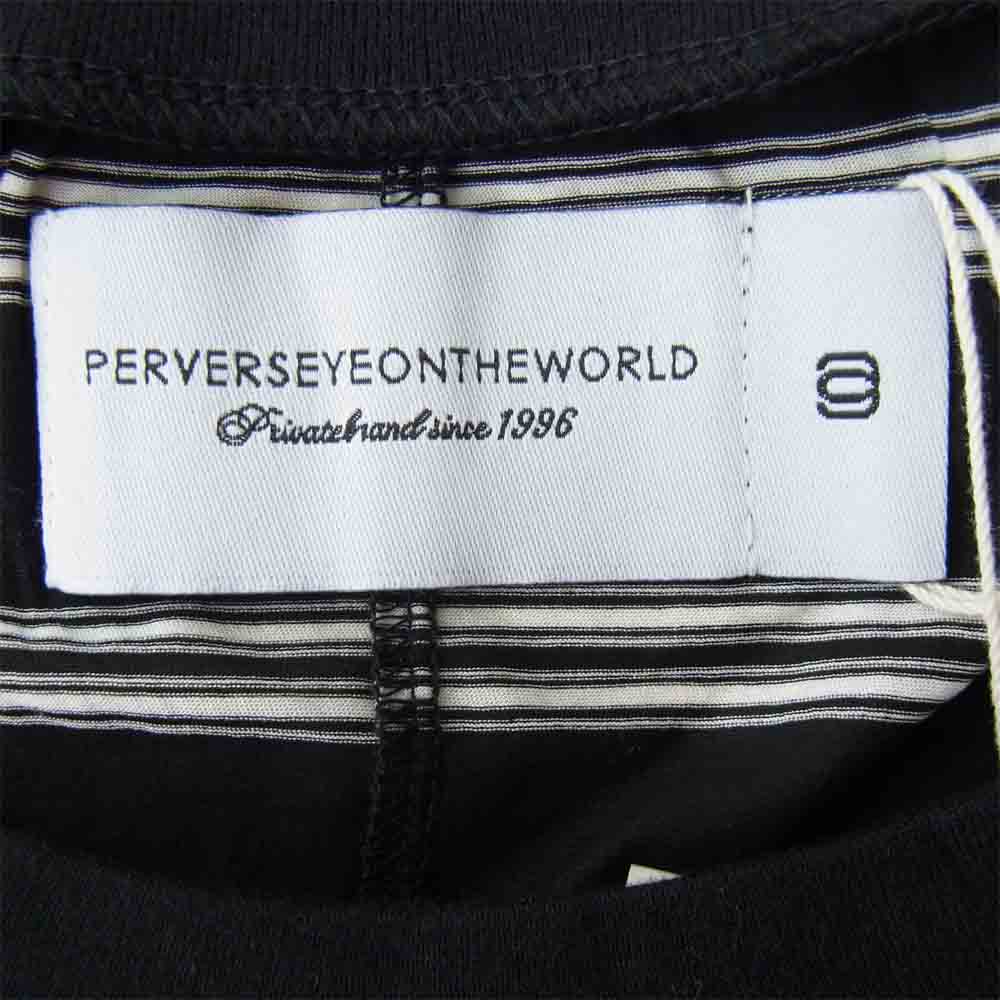 ピーイーオーティーダブリューエージー C-003-176 PKT 5SLEEVE BOX T BORDER オーバーサイズ ポケット ボーダー Tシャツ ブラック系 2【新古品】【未使用】【中古】