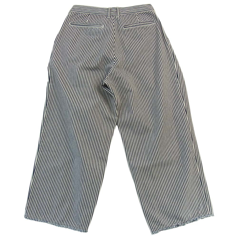ピーイーオーティーダブリューエージー P-015-040 3Tuck Denim Trousers タック ヒッコリー デニム トラウザー インディゴブルー系×ホワイト系 1【美品】【中古】