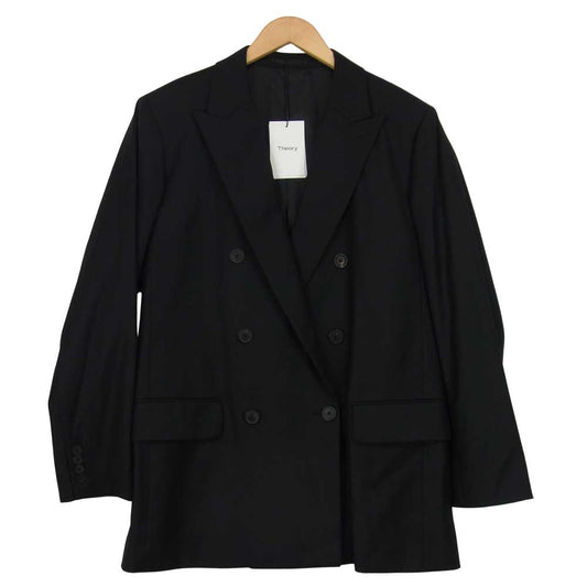 theory セオリー 02-7404005-050-040 ダブル テーラードジャケット スーツ ジャケット ブラック系 40【新古品】【未使用】【中古】