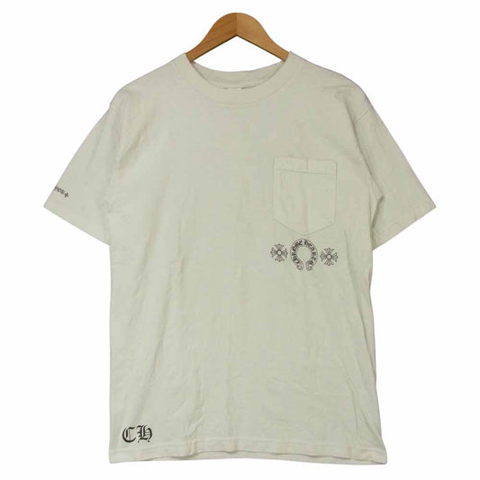 CHROME HEARTS クロムハーツ（原本無） 国内正規品 ホースシュー ロゴプリント ポケット 半袖 Tシャツ オフホワイト系 M【中古】