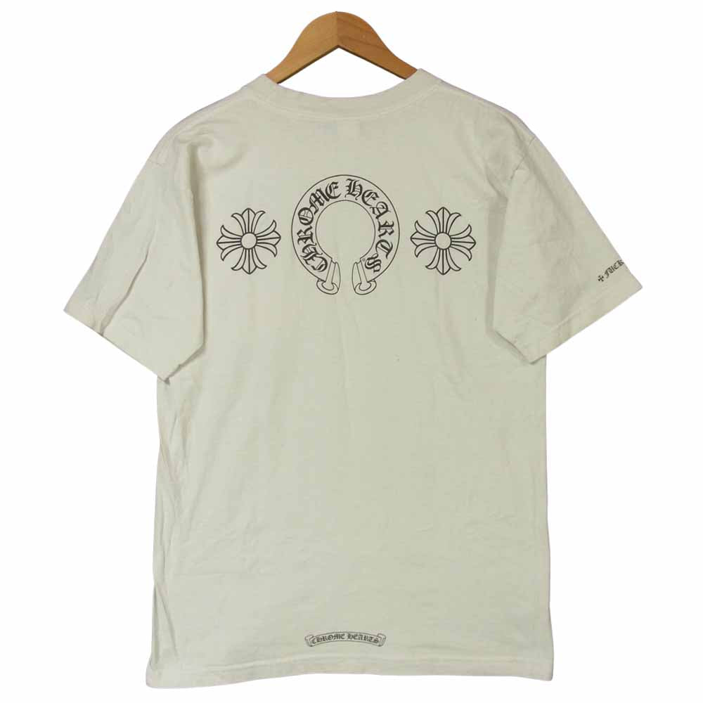 CHROME HEARTS クロムハーツ（原本無） 国内正規品 ホースシュー ロゴプリント ポケット 半袖 Tシャツ オフホワイト系 M【中古】