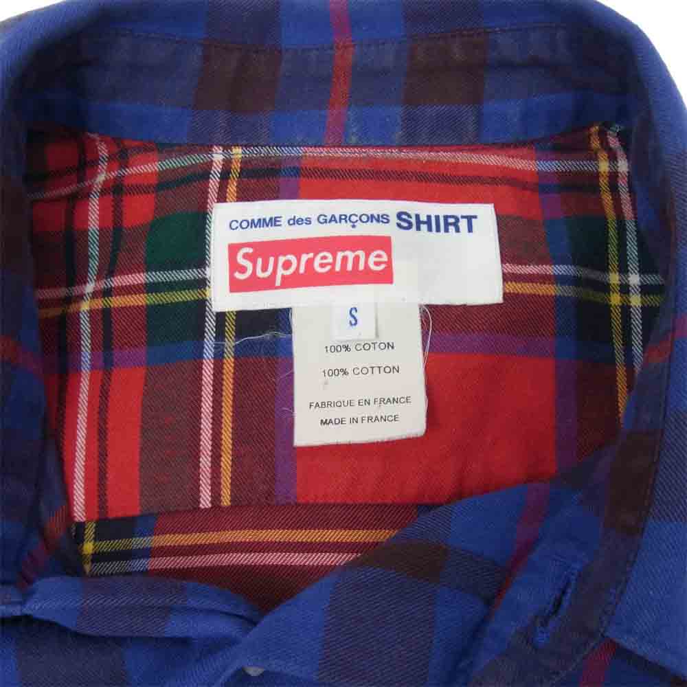 Supreme シュプリーム × コムデギャルソン COMME des GARCONS SHIRT 15AW Button Down Shirt バックロゴプリント チェック柄 切替 ボタンダウン シャツ マルチカラー系 S【中古】