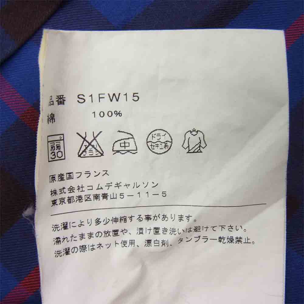 Supreme シュプリーム × コムデギャルソン COMME des GARCONS SHIRT 15AW Button Down Shirt バックロゴプリント チェック柄 切替 ボタンダウン シャツ マルチカラー系 S【中古】