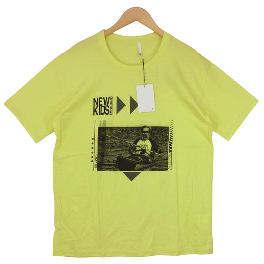 ヒューミス M-TO1104A PRINT T-SH プリント Tシャツ イエロー系 L【新古品】【未使用】【中古】