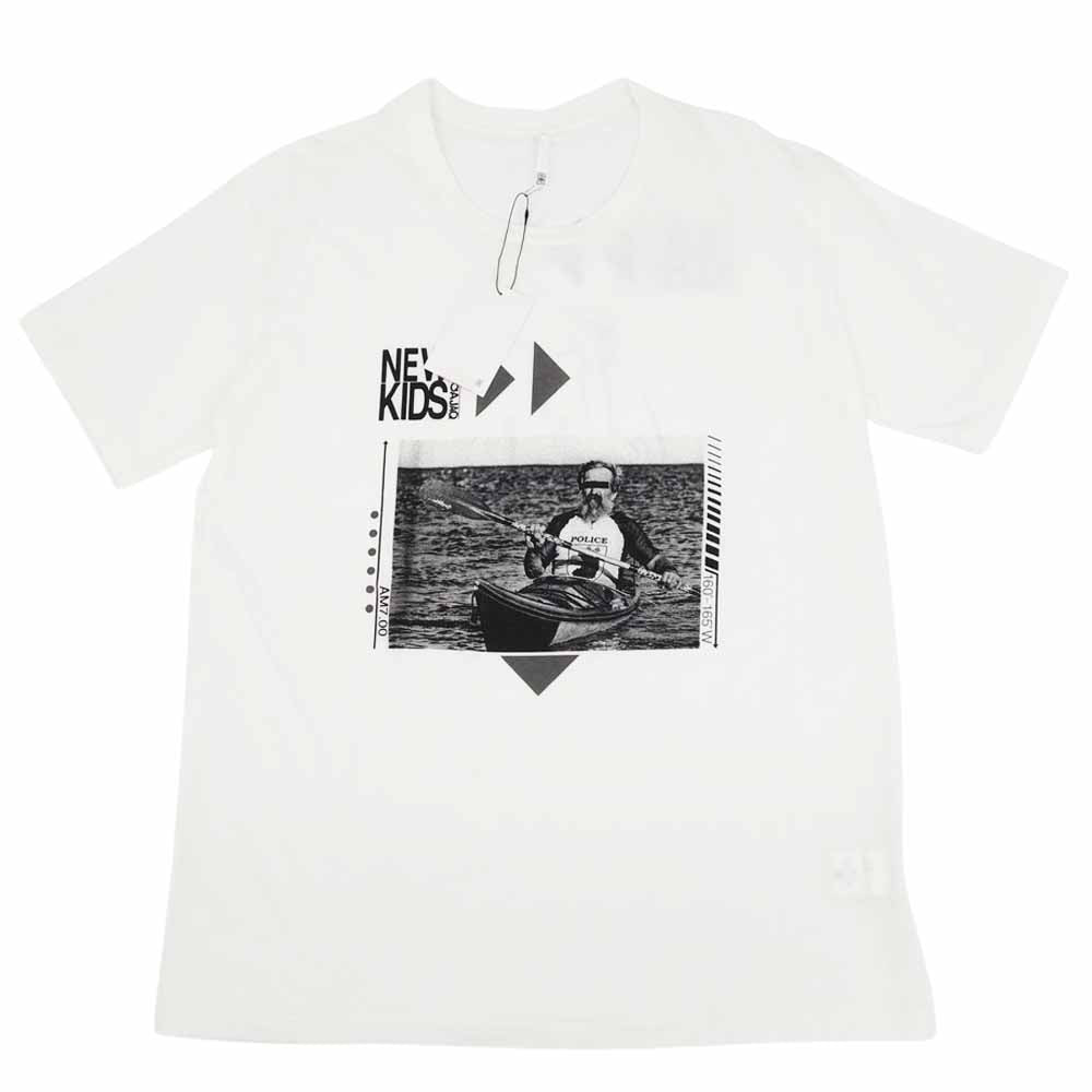 ヒューミス M-TO1104A PRINT T-SH プリント Tシャツ ホワイト系 L【新古品】【未使用】【中古】