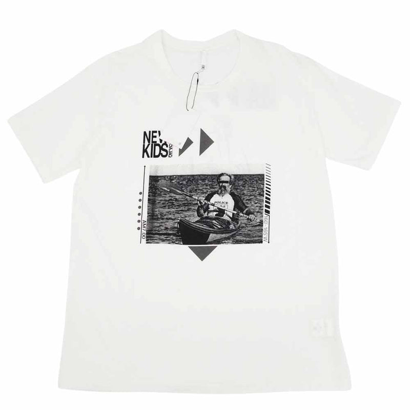 ヒューミス M-TO1104A PRINT T-SH プリント Tシャツ ホワイト系 L【新古品】【未使用】【中古】