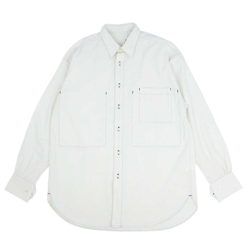 ヒューミス M-SH1201A DEFORMATION COVERALL SHIRT カバーオール シャツ ホワイト系 S【新古品】【未使用】【中古】