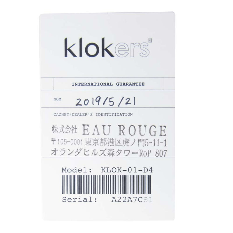 クロッカーズ KLOK-01-D4 白文字盤 黒革ベルト クオーツ 腕時計 シルバー系【新古品】【未使用】【中古】