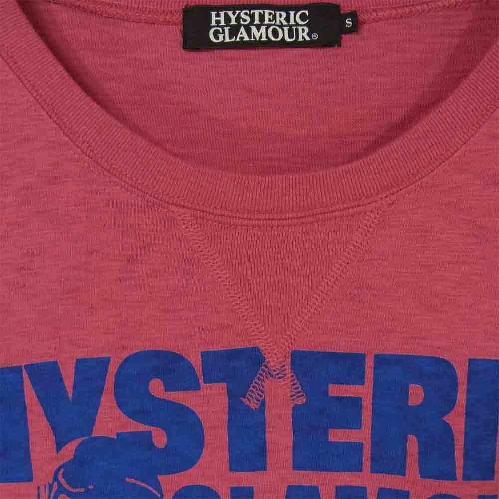 HYSTERIC GLAMOUR ヒステリックグラマー バイクガール ポスター デザイン クルーネック ロングスリーブ Tシャツ ピンク系 S【中古】