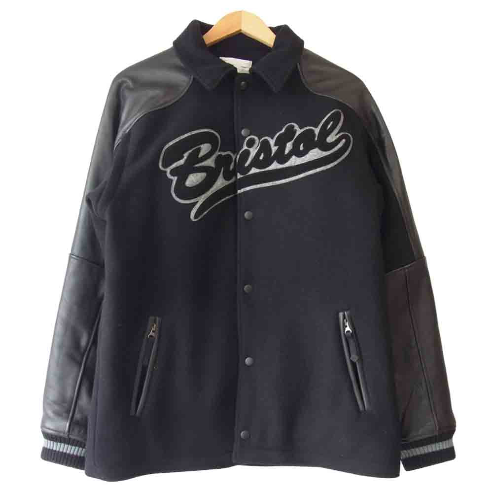 F.C.R.B. エフシーアールビー L116783 × ナイキ NIKE STADIUM JACKET ウール スタジャン レザー切替 ジャケット ブラック系 L【中古】