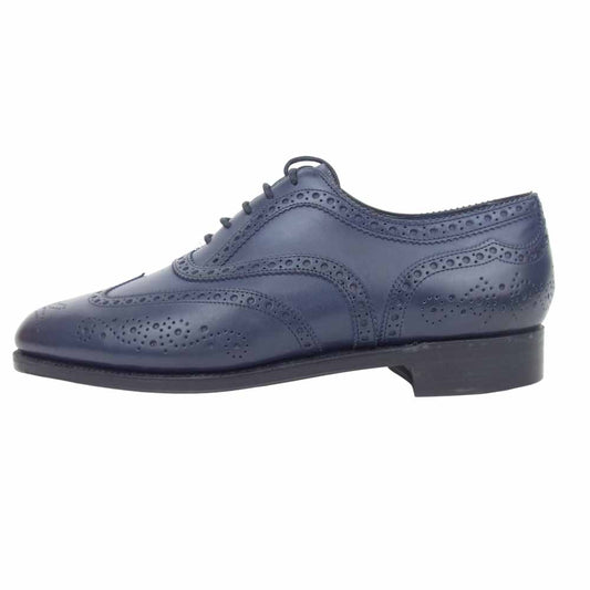 EDWARD GREEN エドワードグリーン Falkirk ファルカーク フルグローブ レザー シューズ ネイビー系 7.5【極上美品】【中古】