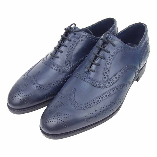 EDWARD GREEN エドワードグリーン Falkirk ファルカーク フルグローブ レザー シューズ ネイビー系 7.5【極上美品】【中古】