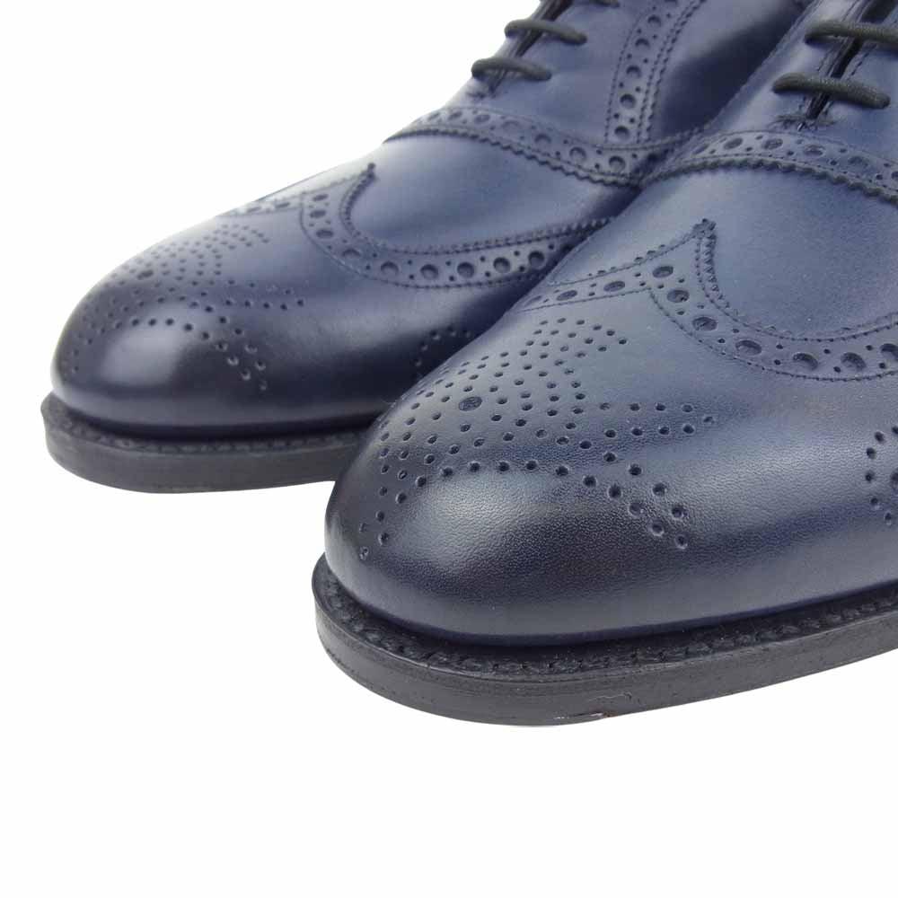 EDWARD GREEN エドワードグリーン Falkirk ファルカーク フルグローブ レザー シューズ ネイビー系 7.5【極上美品】【中古】
