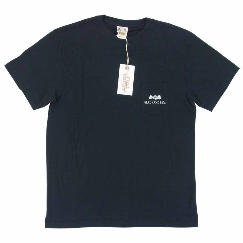 GLADHAND & Co. グラッドハンド × FULL COUNT フルカウント LOGO-S/S T-SHIRT ロゴ ポケット Tシャツ ブラック系 M【新古品】【未使用】【中古】