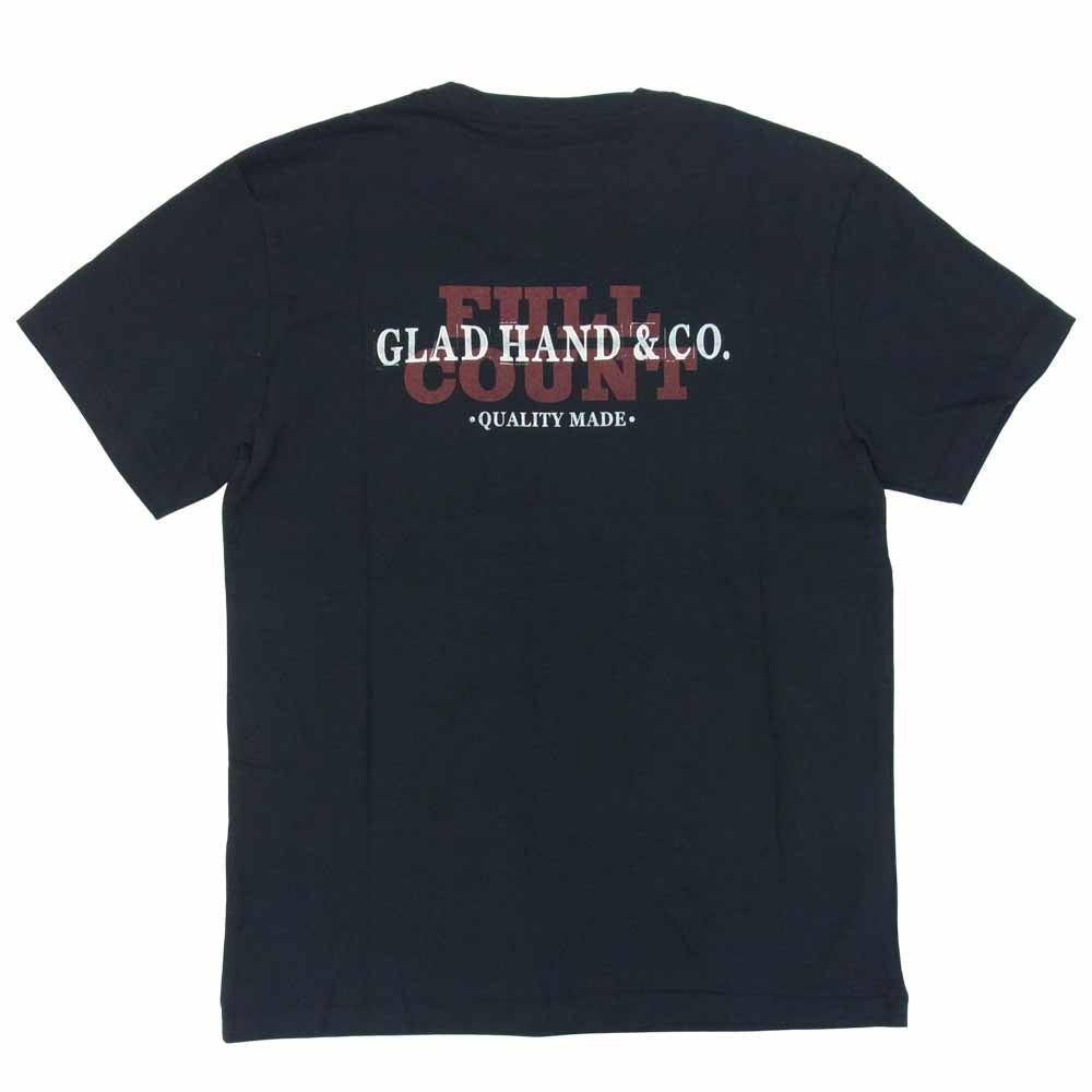 GLADHAND & Co. グラッドハンド × FULL COUNT フルカウント LOGO-S/S T-SHIRT ロゴ ポケット Tシャツ ブラック系 M【新古品】【未使用】【中古】