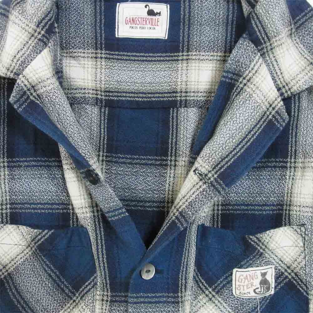 GANGSTERVILLE ギャングスタービル GSV-16-AW-29 RAMBLE L/S SHIRTS オンブレ チェック シャツ ネイビー系 M【中古】