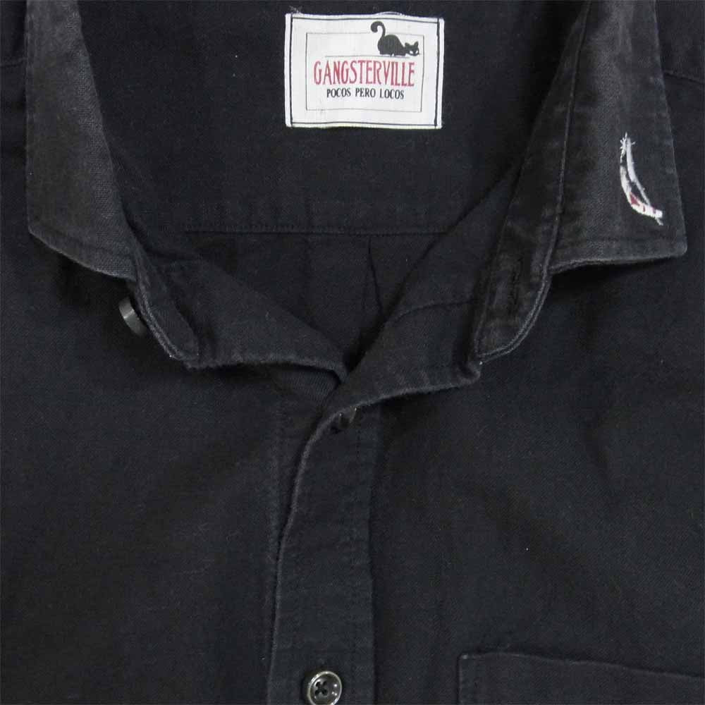 GANGSTERVILLE ギャングスタービル GSV-17-SS-22 Razor Gangs Shirts 振り刺繍 長袖シャツ ブラック系 M【中古】