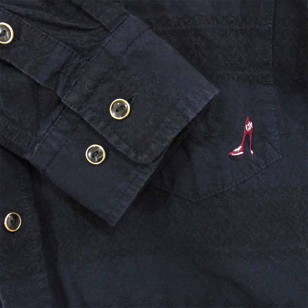 GANGSTERVILLE ギャングスタービル GSV-17-SS-21 KISS ME L/S SHIRTS コットン ジャガード シャツ ダークネイビー系 M【中古】