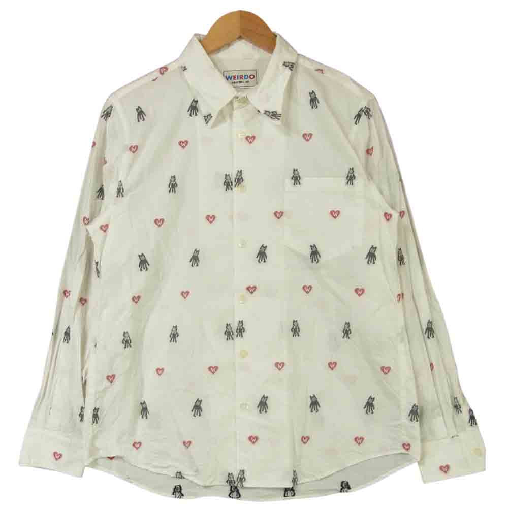 WEIRDO ウィアード WRD-19-SS-10 FOLLIES L/S SHIRTS ジャガード 総柄 長袖 シャツ 日本製 ホワイト系 L【中古】