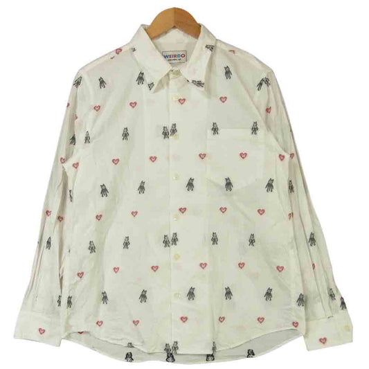 WEIRDO ウィアード WRD-19-SS-10 FOLLIES L/S SHIRTS ジャガード 総柄 長袖 シャツ 日本製 ホワイト系 L【中古】