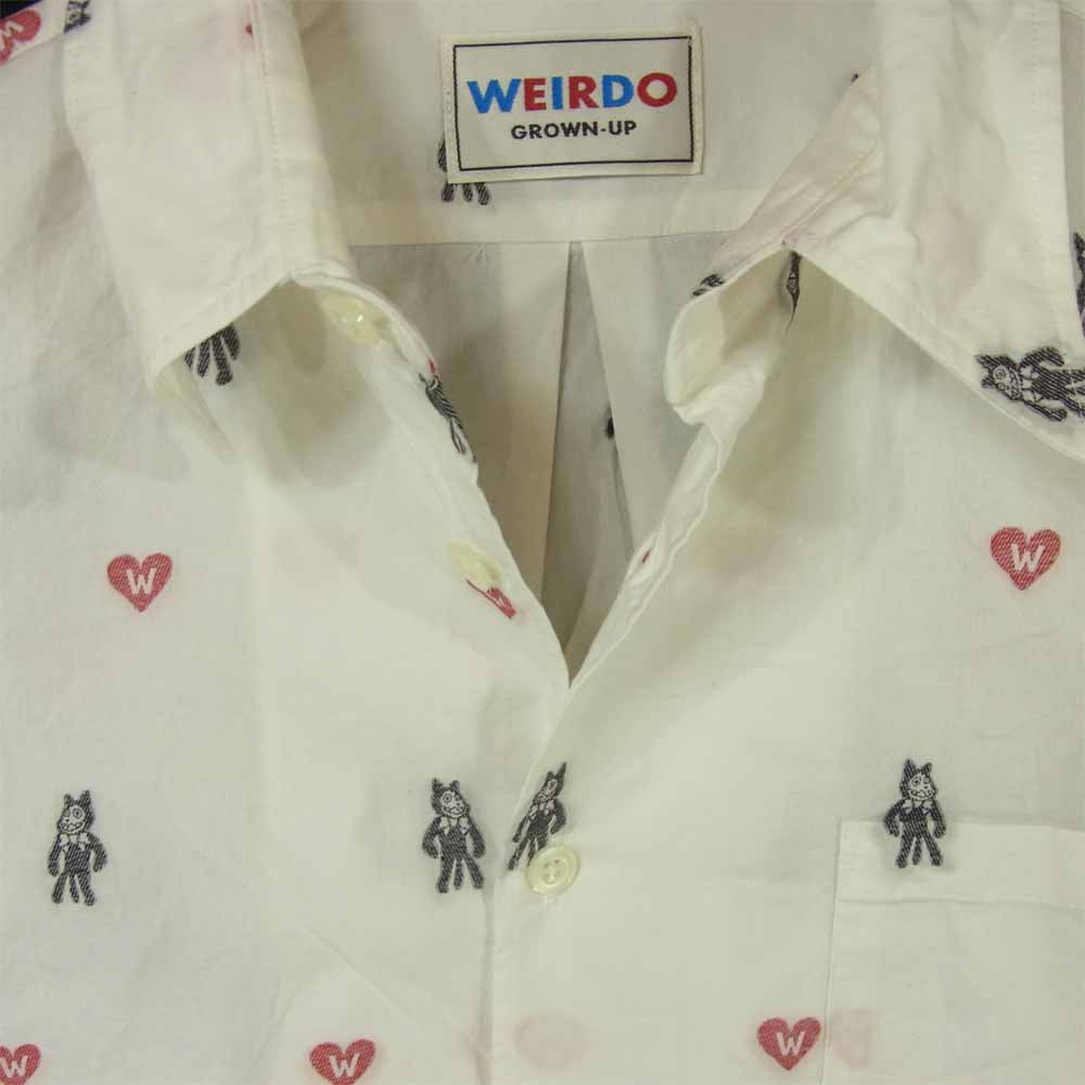 WEIRDO ウィアード WRD-19-SS-10 FOLLIES L/S SHIRTS ジャガード 総柄 長袖 シャツ 日本製 ホワイト系 L【中古】