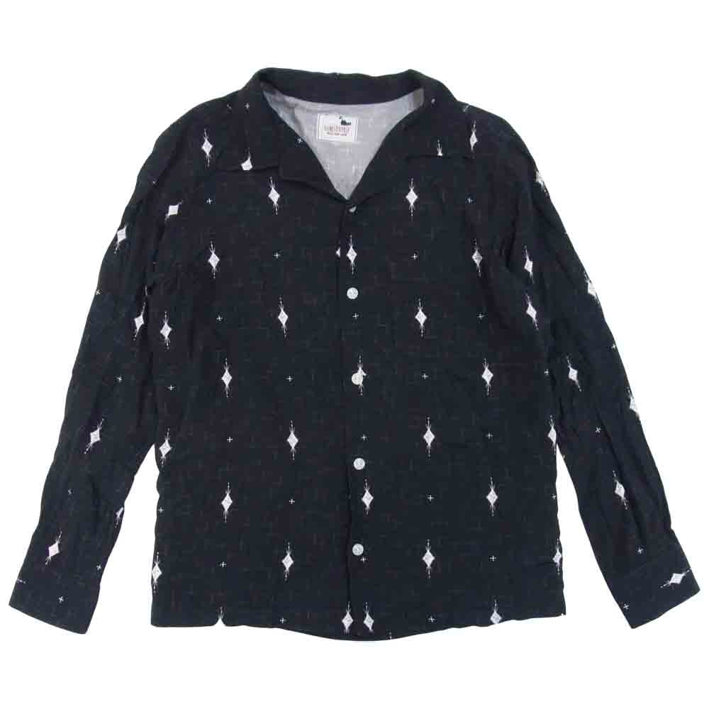 GANGSTERVILLE ギャングスタービル GSV-18-SS-17 HARLEQUIN L/S SHIRTS 総柄 レーヨン オープンカラーシャツ ブラック系 L【中古】