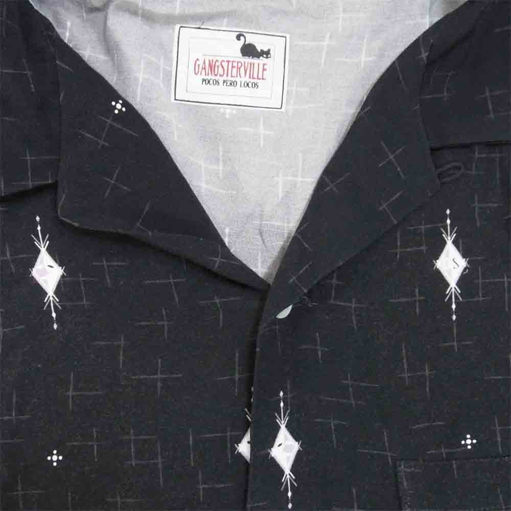 GANGSTERVILLE ギャングスタービル GSV-18-SS-17 HARLEQUIN L/S SHIRTS 総柄 レーヨン オープンカラーシャツ ブラック系 L【中古】