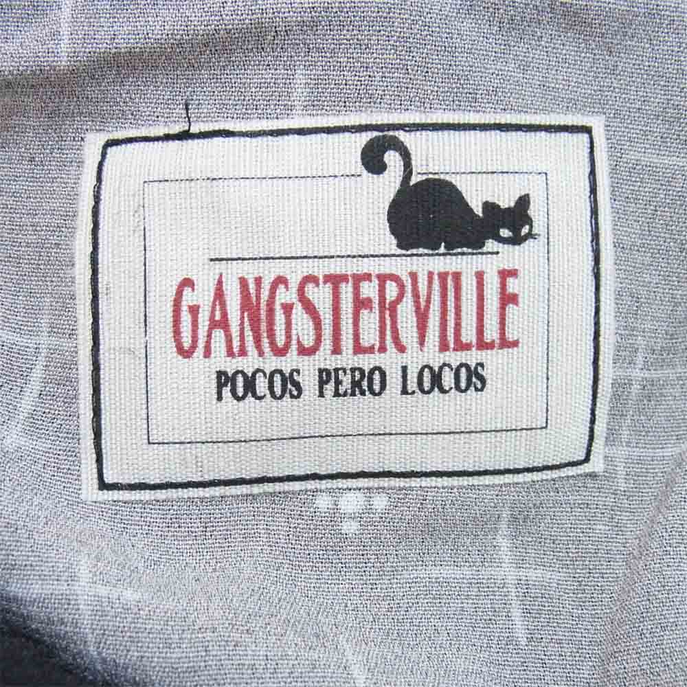 GANGSTERVILLE ギャングスタービル GSV-18-SS-17 HARLEQUIN L/S SHIRTS 総柄 レーヨン オープンカラーシャツ ブラック系 L【中古】